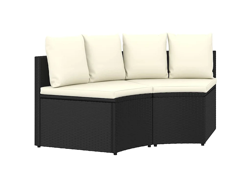 2 pcs conjunto sofás de jardim c/ almofadões vime PE preto