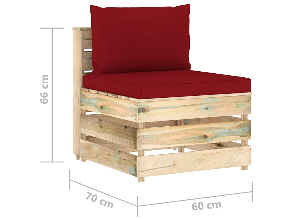 Canapé central sectionnel avec coussins Bois imprégné de vert
