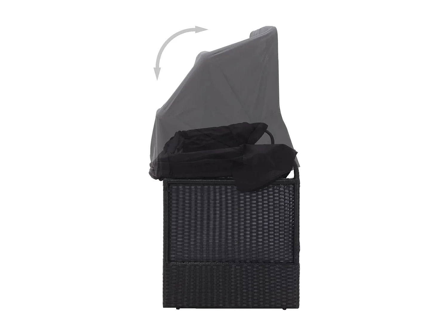 Outdoor-Sofabett mit Dach Poly-Rattan Schwarz