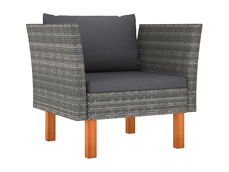 Gartensofa Poly Rattan und Eukalyptus Massivholz