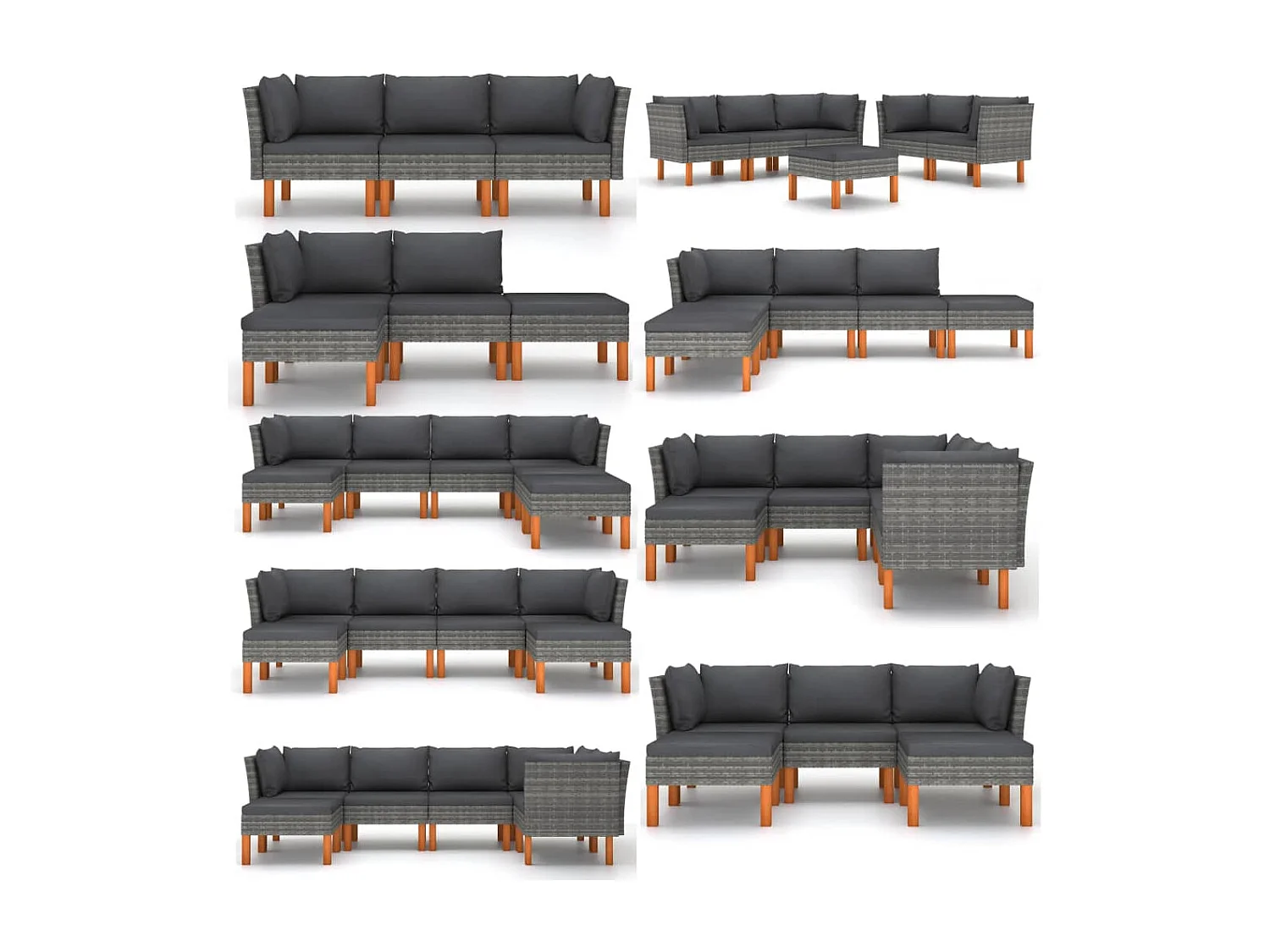 Divano da Giardino in Polyrattan e Massello di Eucalipto