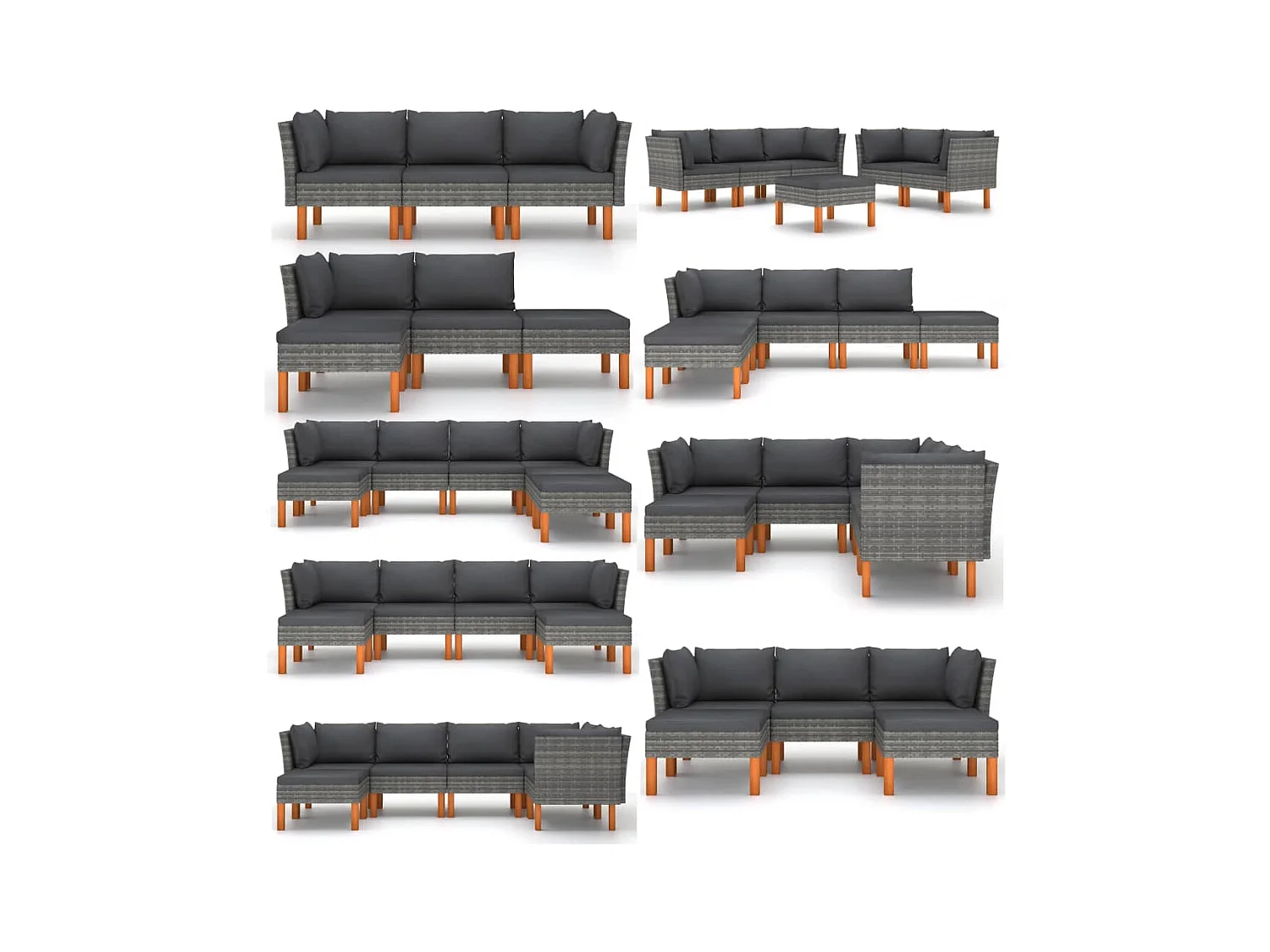 Canapé de jardin Résine tressée et bois d'eucalyptus massif