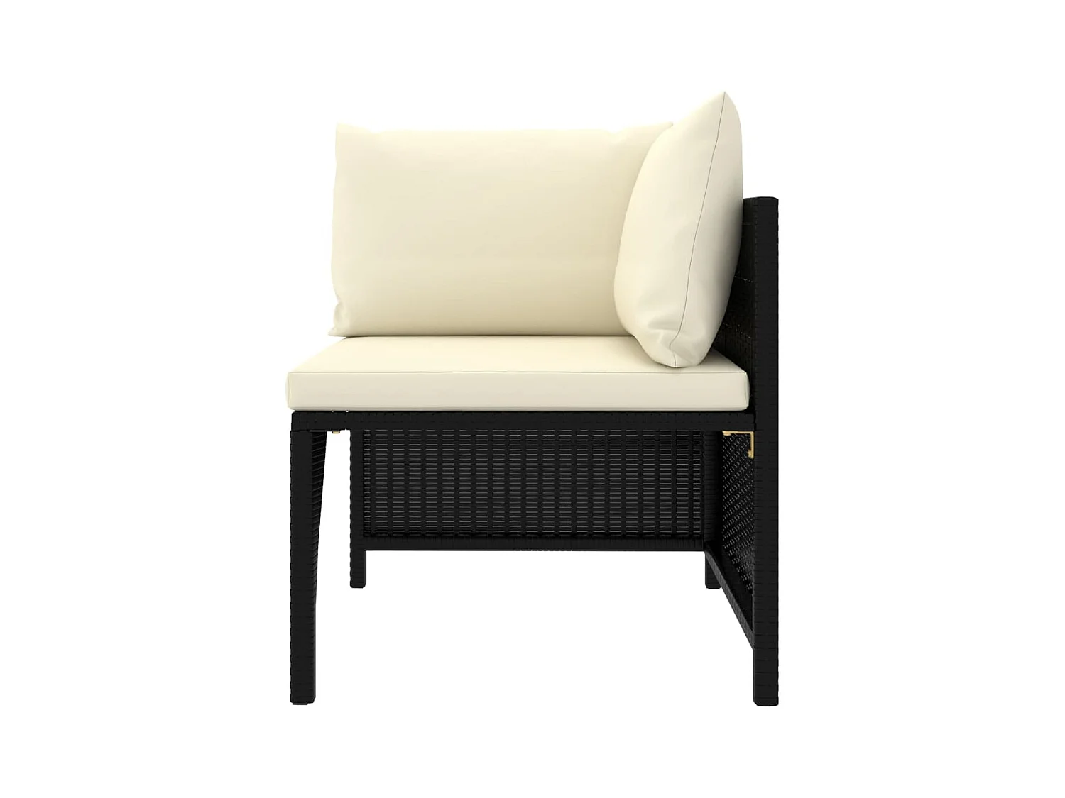 Canapé d'angle sectionnel avec coussins Noir Résine tressée