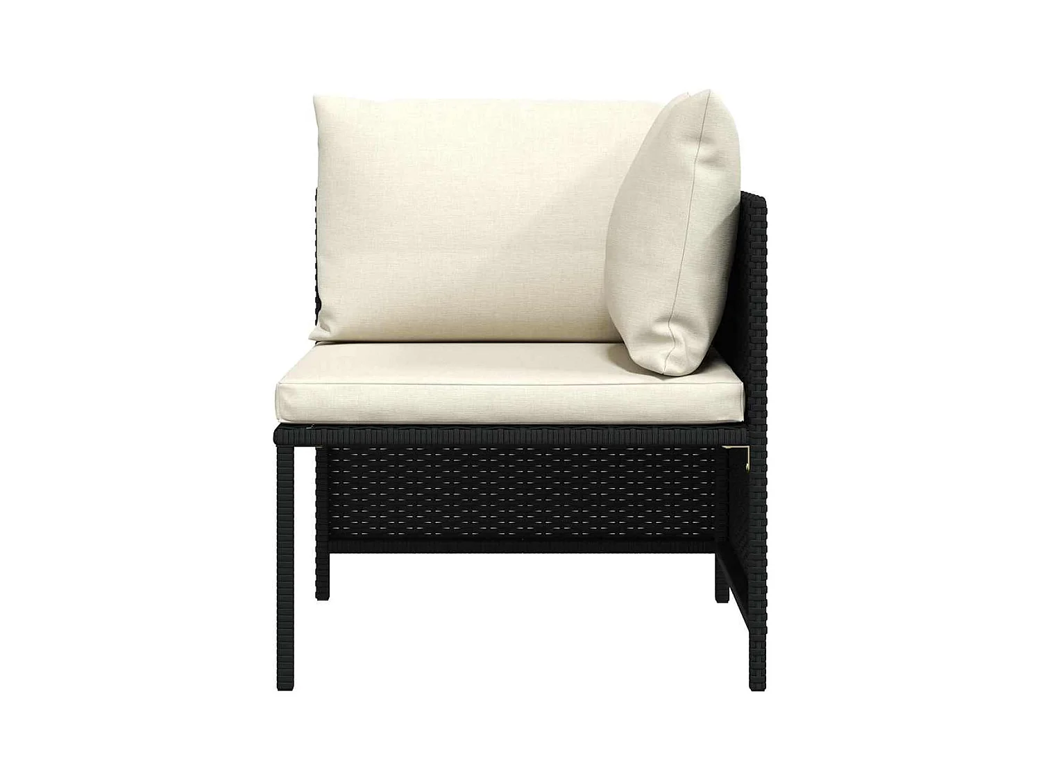 Canapé d'angle sectionnel avec coussins Noir Résine tressée