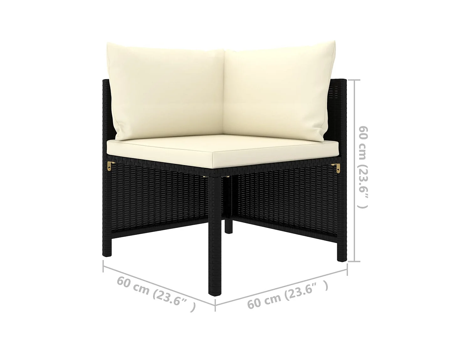 Canapé d'angle sectionnel avec coussins Noir Résine tressée