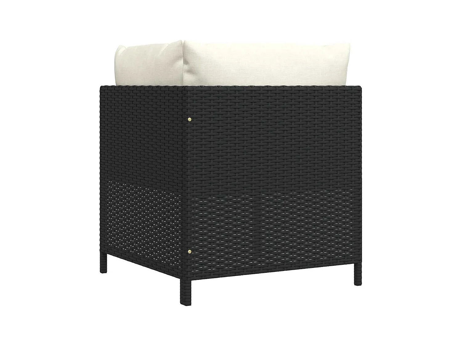 Canapé d'angle sectionnel avec coussins Noir Résine tressée