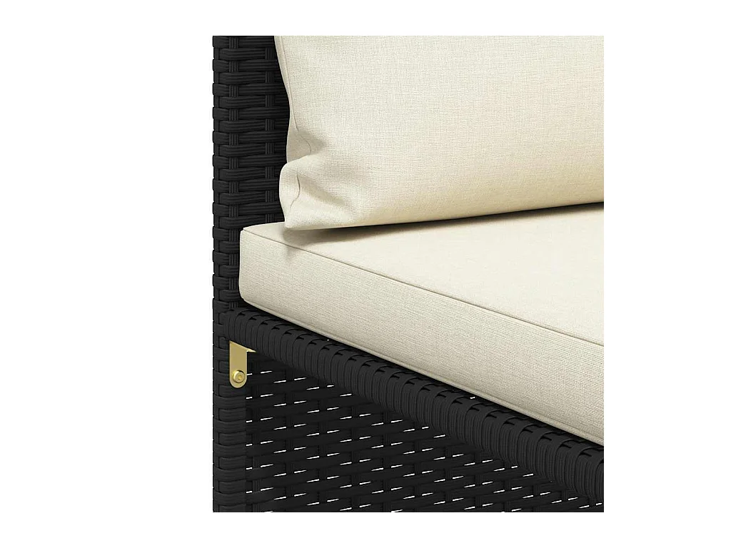 Canapé d'angle sectionnel avec coussins Noir Résine tressée