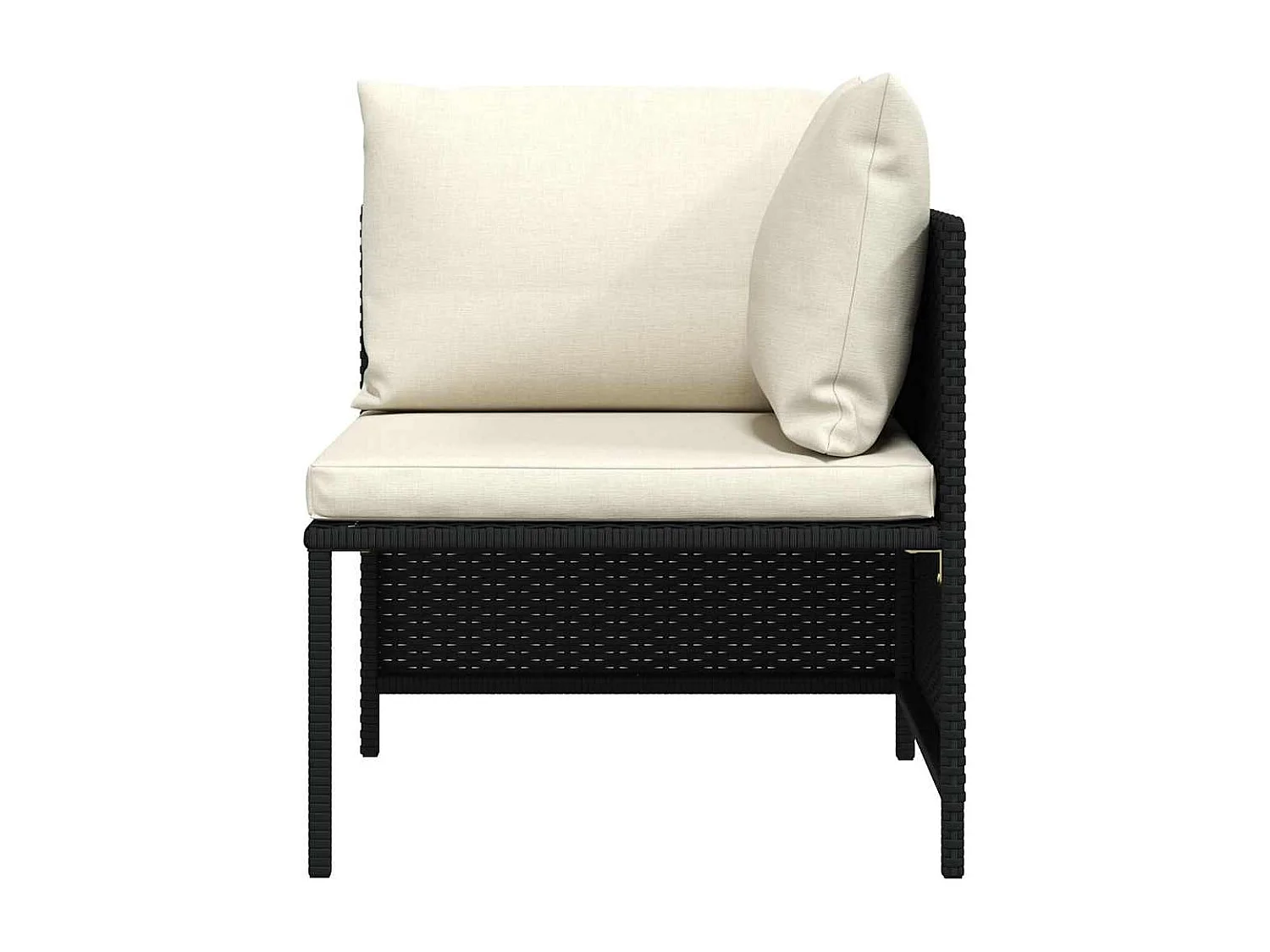 Divano ad Angolo Modulare con Cuscini in Polyrattan Nero