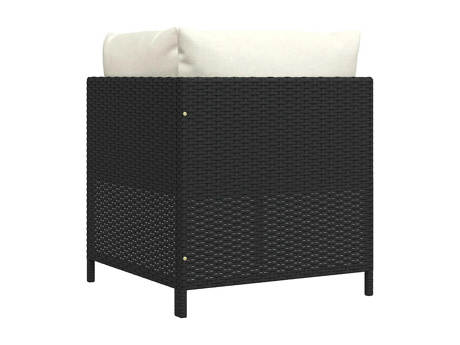 Divano ad Angolo Modulare con Cuscini in Polyrattan Nero