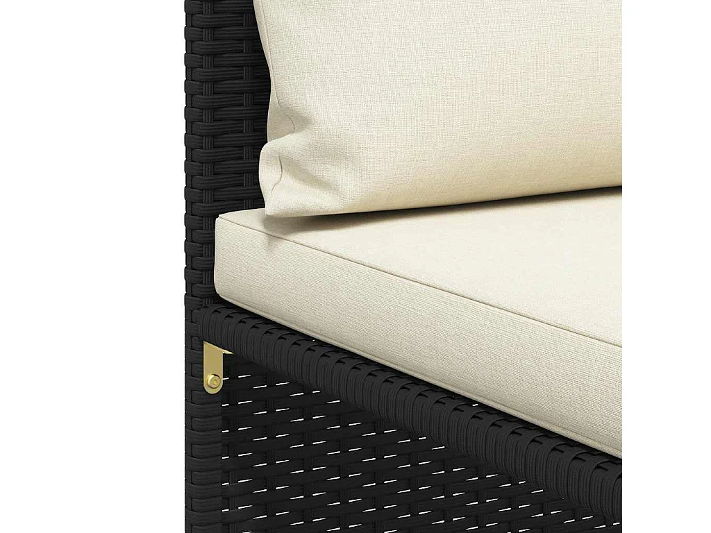 Divano ad Angolo Modulare con Cuscini in Polyrattan Nero