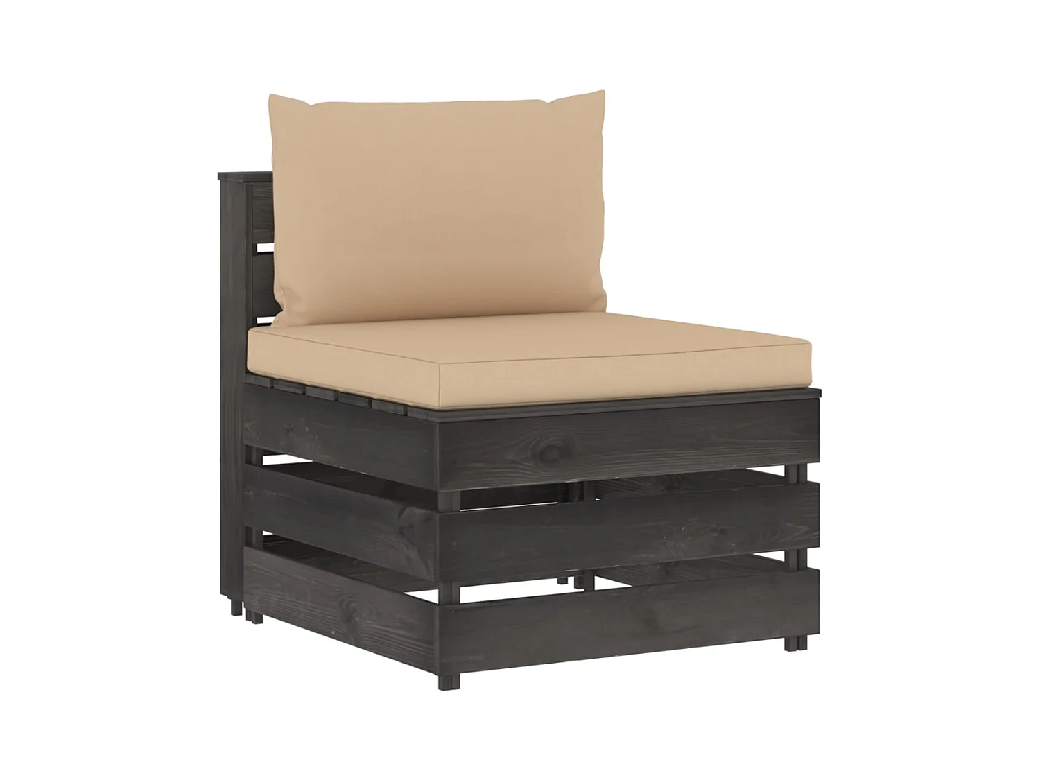 Canapé central sectionnel avec coussins Bois imprégné de gris