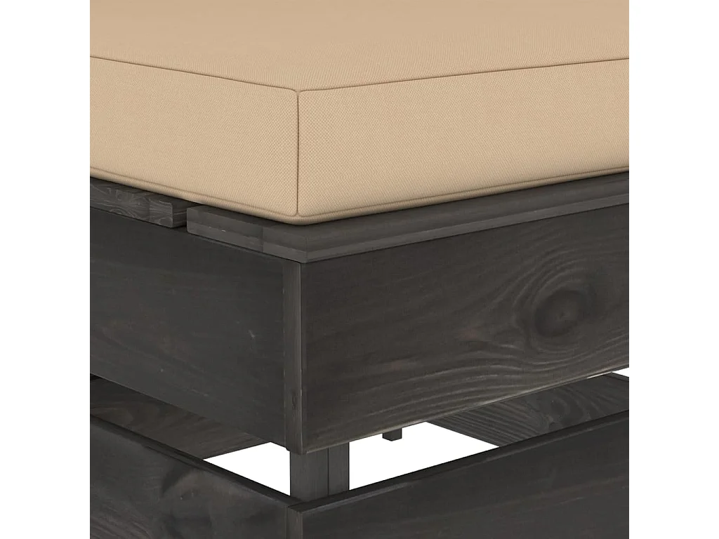 Canapé central sectionnel avec coussins Bois imprégné de gris