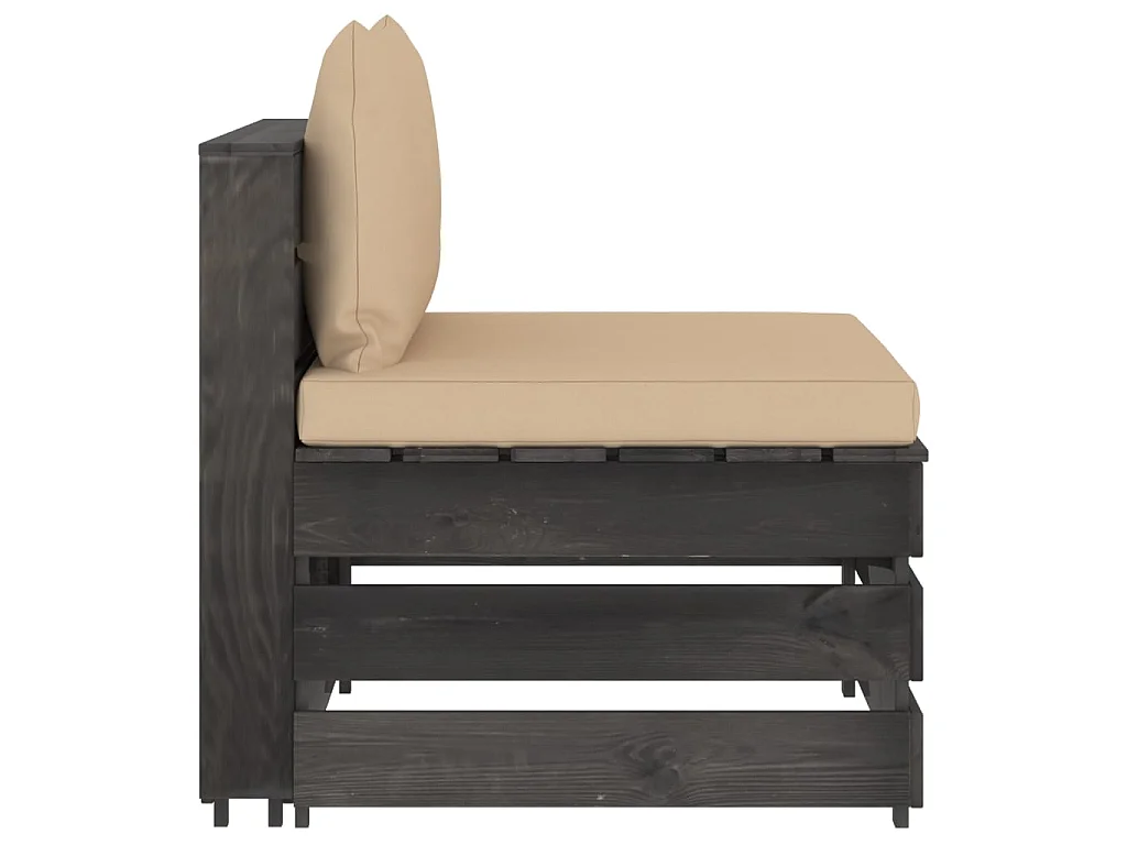 Canapé central sectionnel avec coussins Bois imprégné de gris