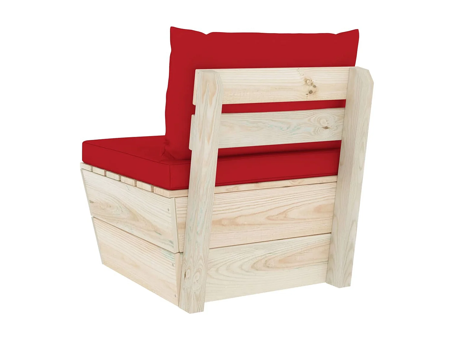 Divano Centrale da Giardino su Pallet e Cuscini Legno di Abete