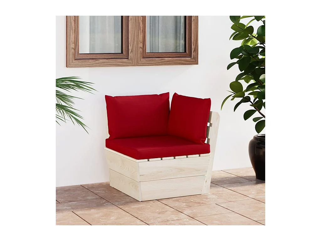 Canapé d'angle palette de jardin avec coussins Épicéa imprégné