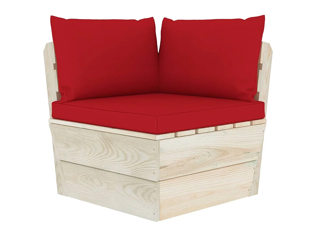 Divano Angolare da Giardino su Pallet e Cuscini Legno di Abete