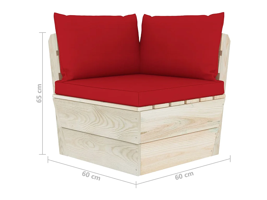 Divano Angolare da Giardino su Pallet e Cuscini Legno di Abete