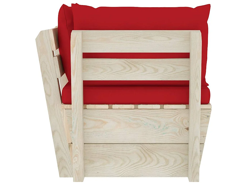 Divano Angolare da Giardino su Pallet e Cuscini Legno di Abete