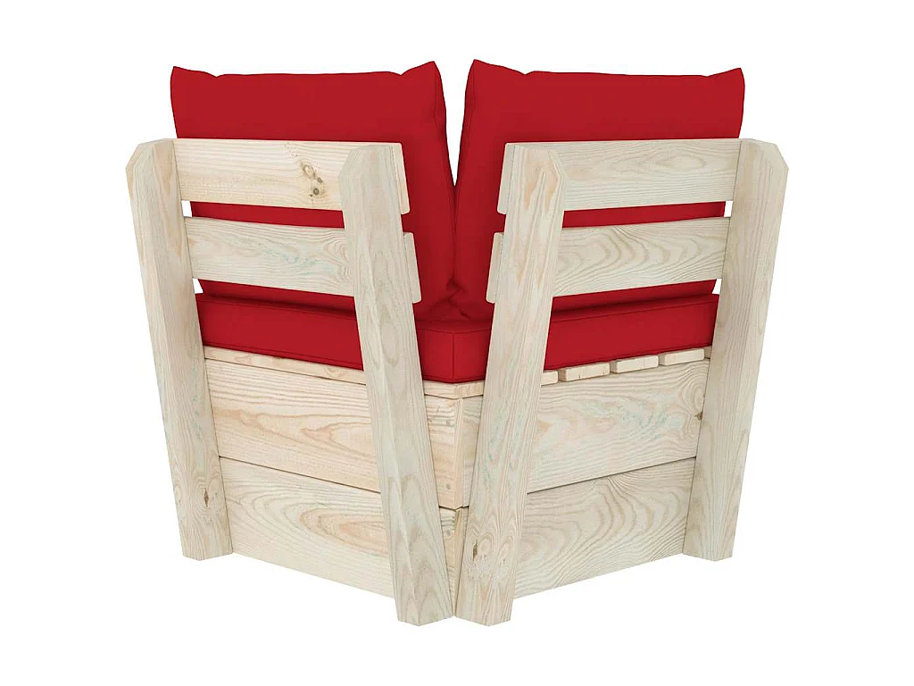 Divano Angolare da Giardino su Pallet e Cuscini Legno di Abete