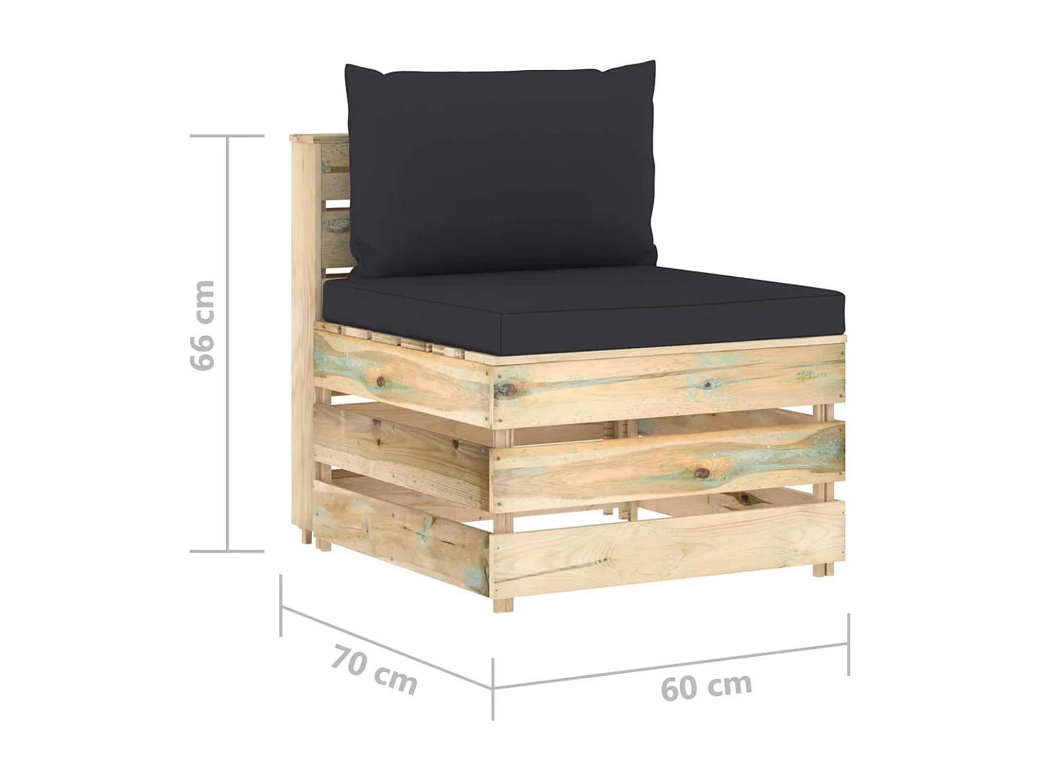 Canapé central sectionnel avec coussins Bois imprégné de vert
