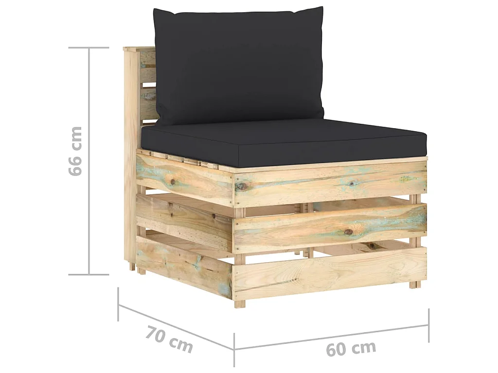 Canapé central sectionnel avec coussins Bois imprégné de vert
