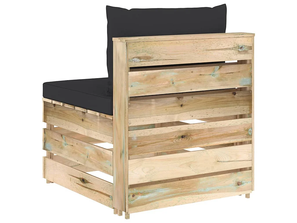 Canapé central sectionnel avec coussins Bois imprégné de vert