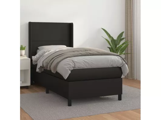 Kauf Unique Boxspringbett mit Matratze Schwarz 90x200 cm Kunstleder