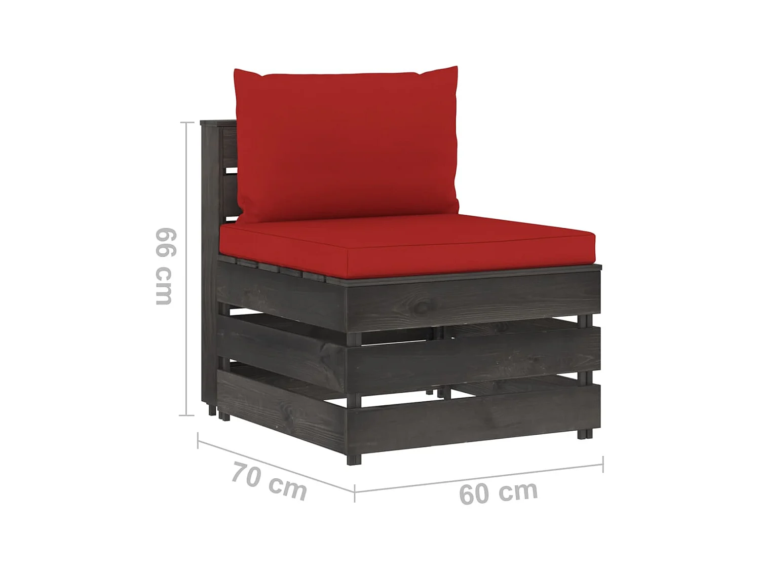 Canapé central sectionnel avec coussins Bois imprégné de gris