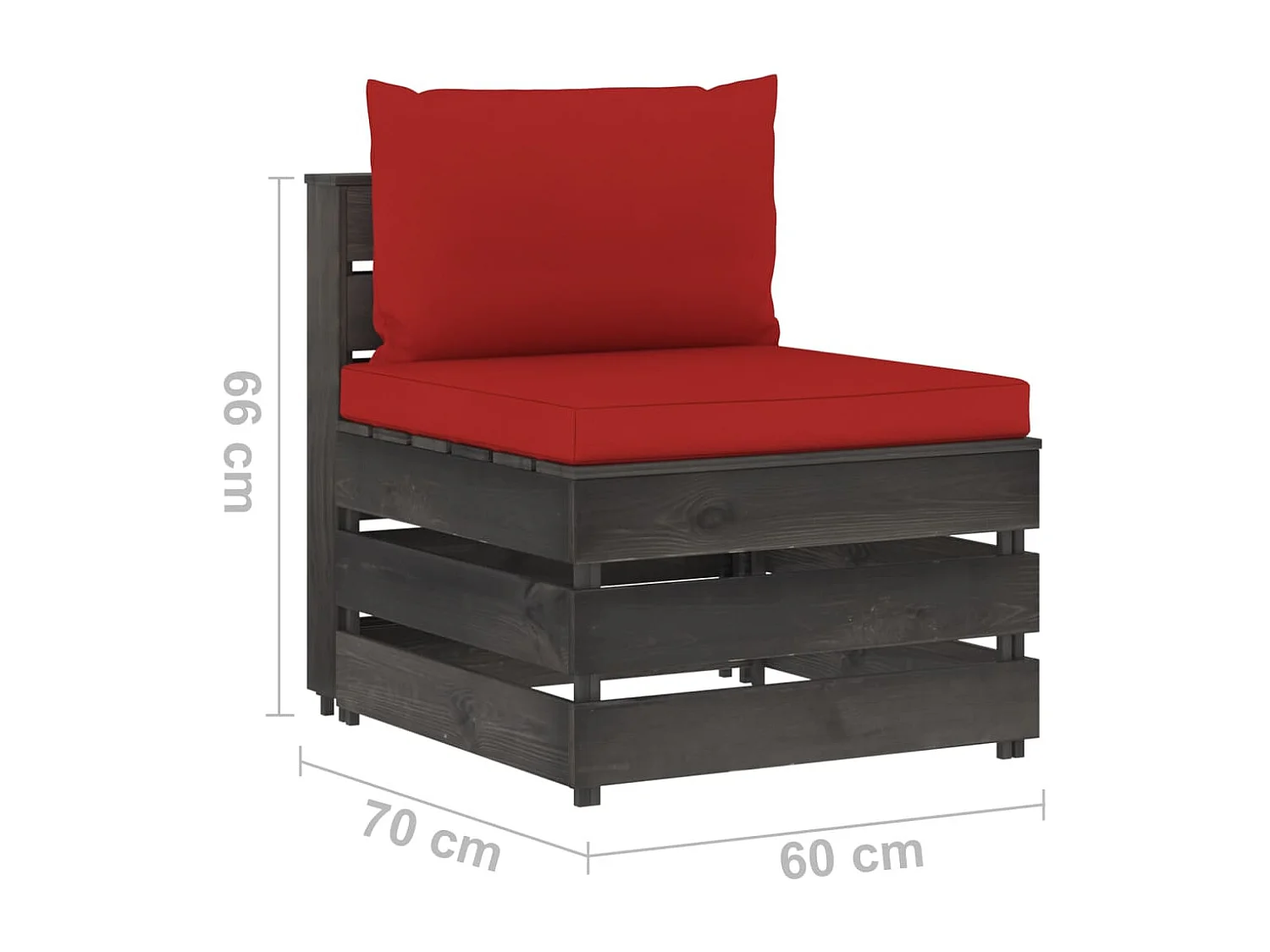 Canapé central sectionnel avec coussins Bois imprégné de gris