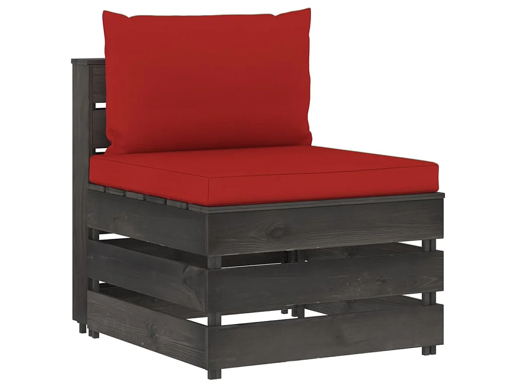 Canapé central sectionnel avec coussins Bois imprégné de gris
