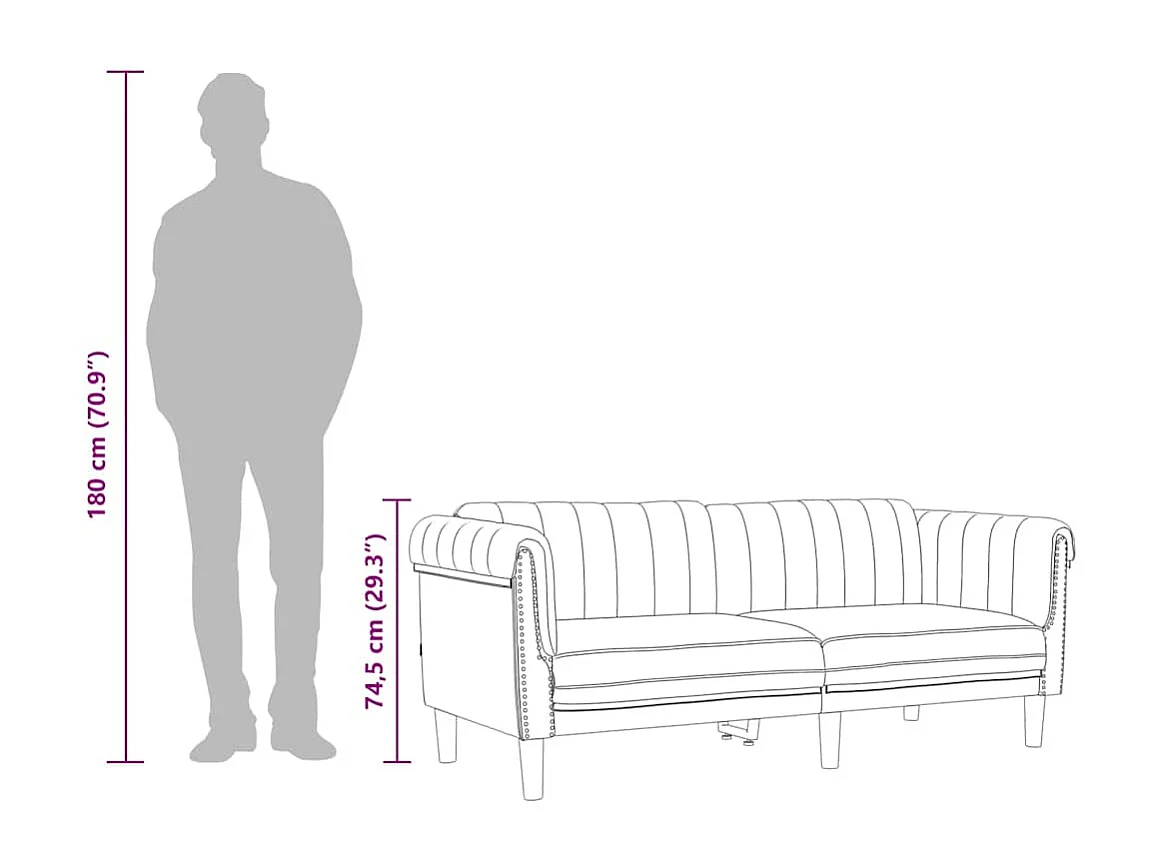 Sofa 2-Sitzer Dunkelgrau Samt