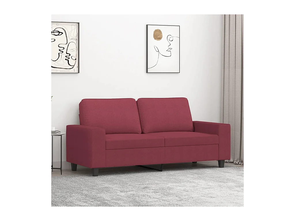 Canapé à 2 places Rouge bordeaux 140 cm Tissu