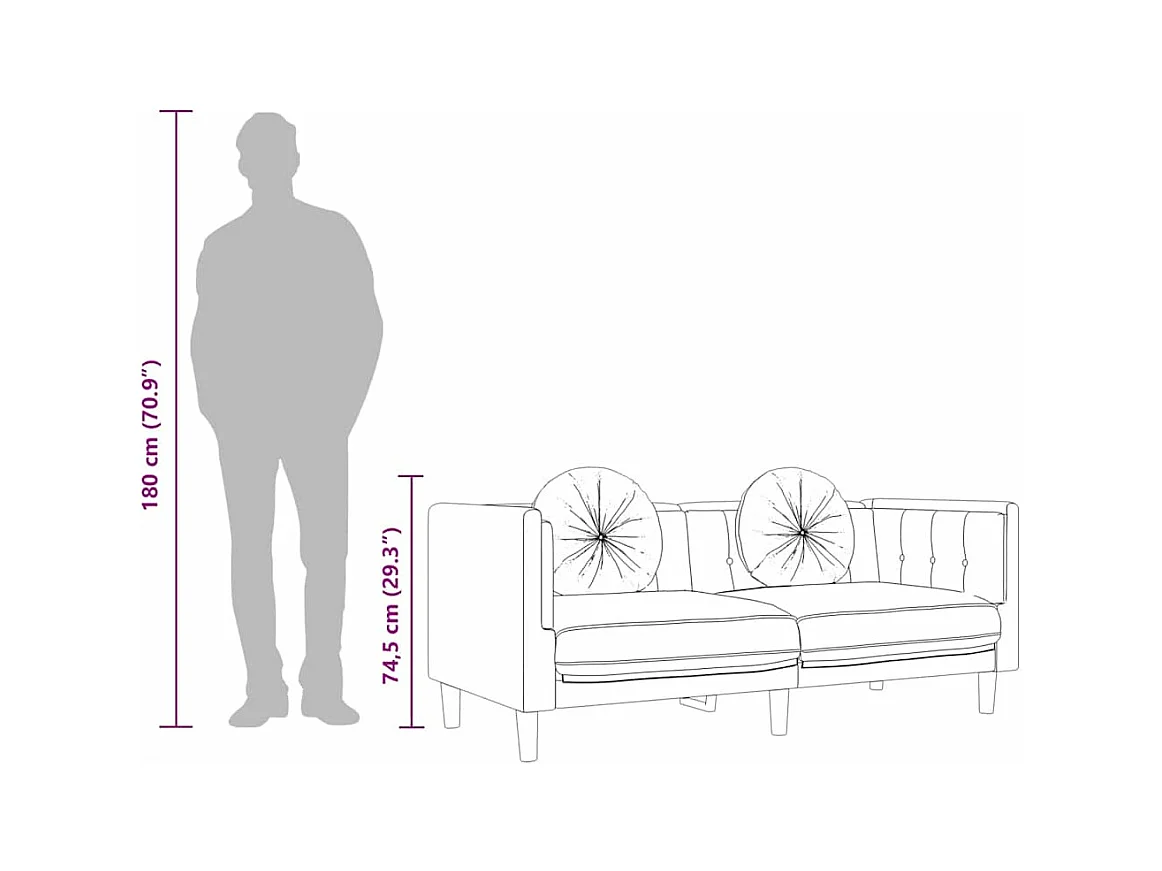 Sofa mit Kissen 2-Sitzer Blau Samt