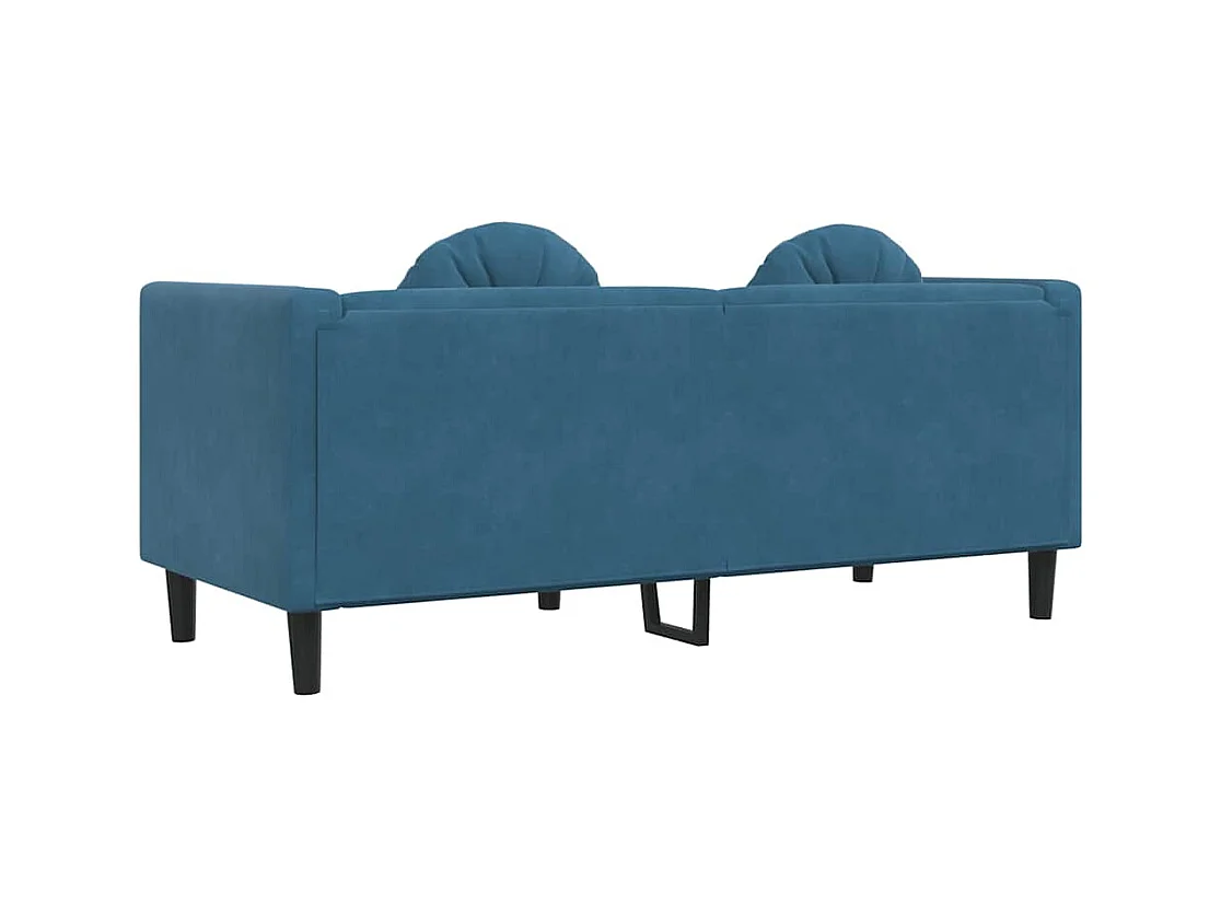 Sofa mit Kissen 2-Sitzer Blau Samt