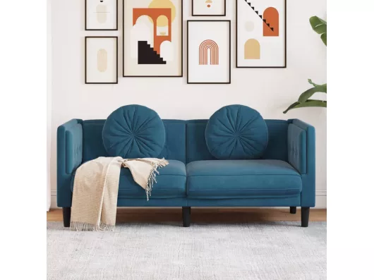 Kauf Unique Sofa mit Kissen 2-Sitzer Blau Samt