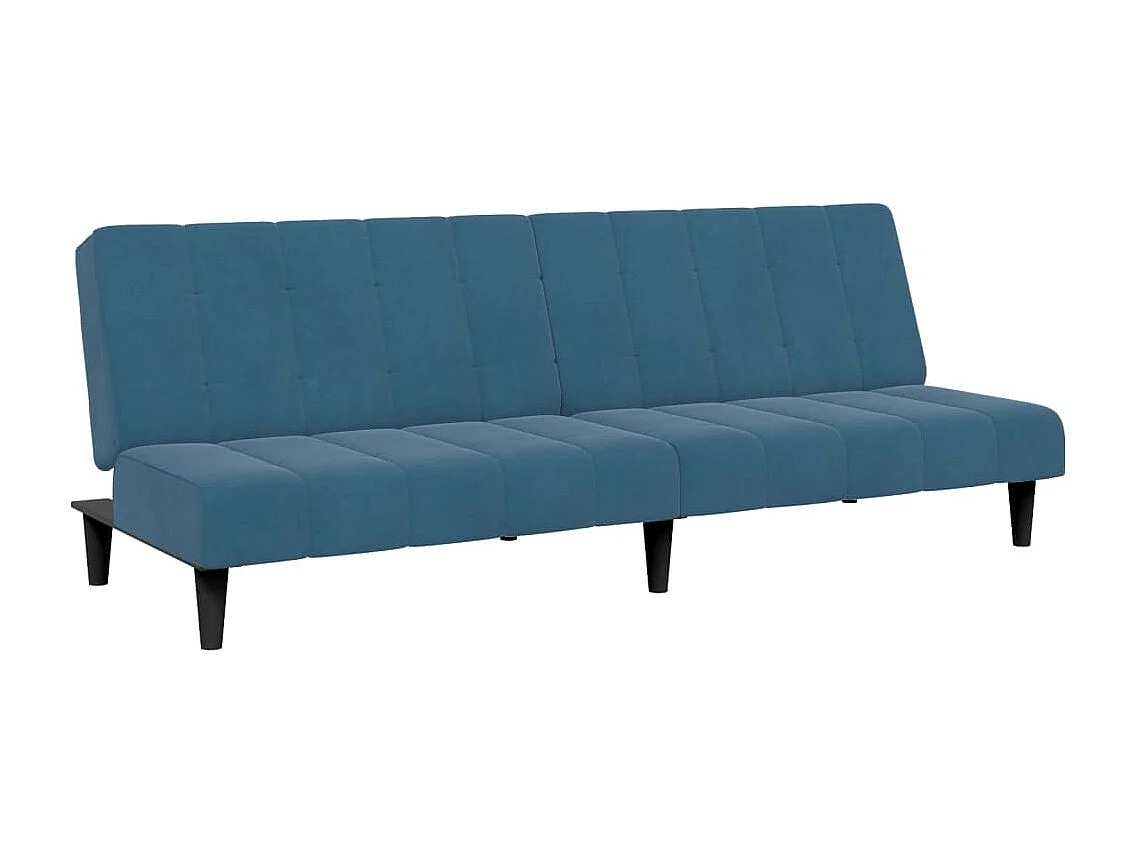 Slaapbank 2-zits met voetenbank fluweel blauw