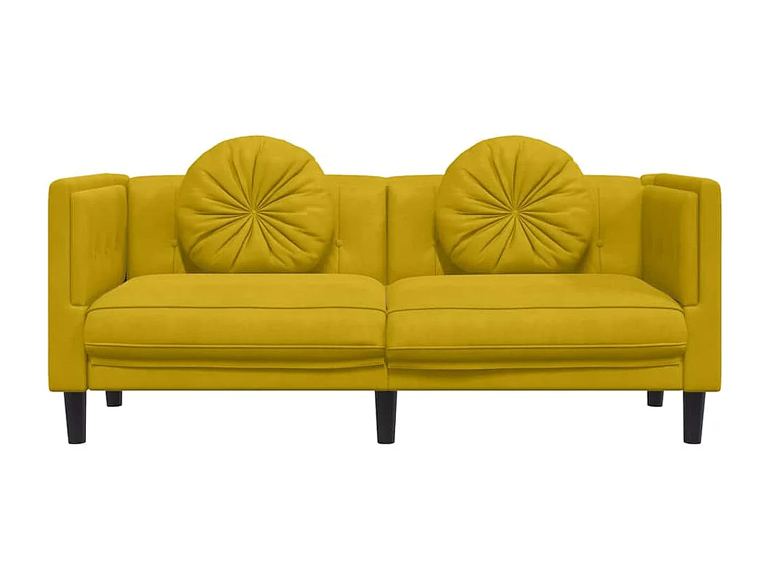 Sofa mit Kissen 2-Sitzer Gelb Samt