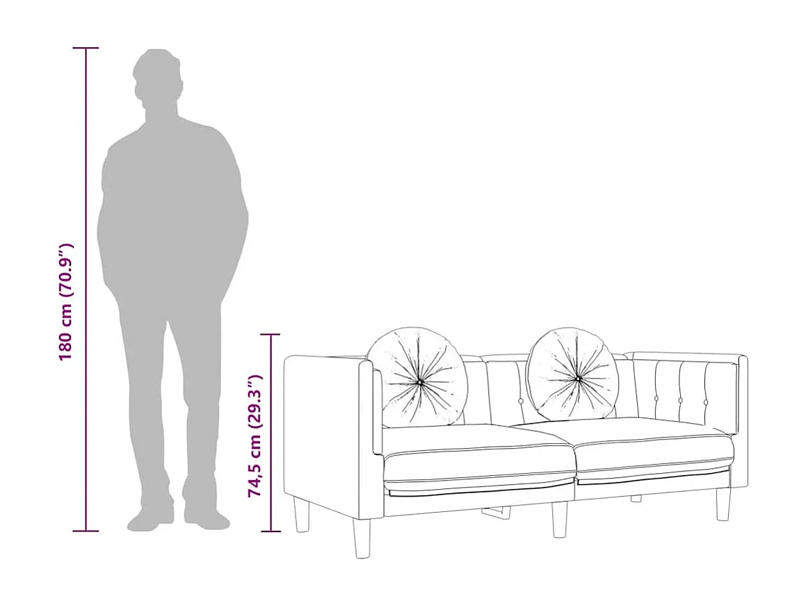 Sofa mit Kissen 2-Sitzer Gelb Samt