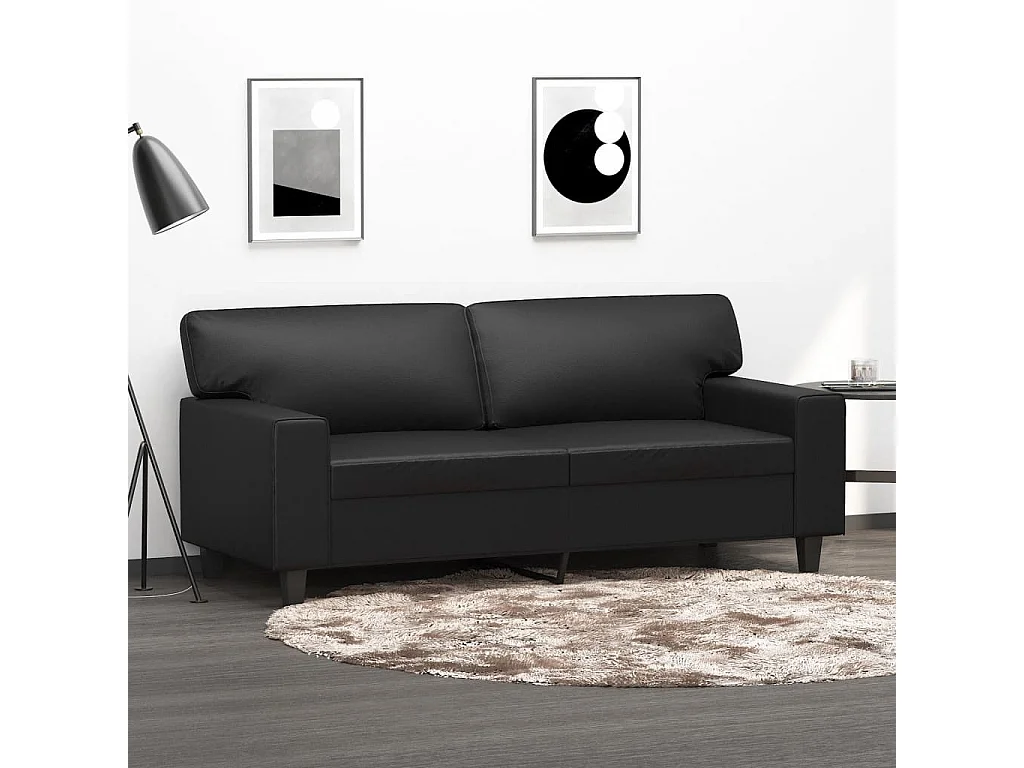2-Sitzer-Sofa Schwarz 140 cm Kunstleder
