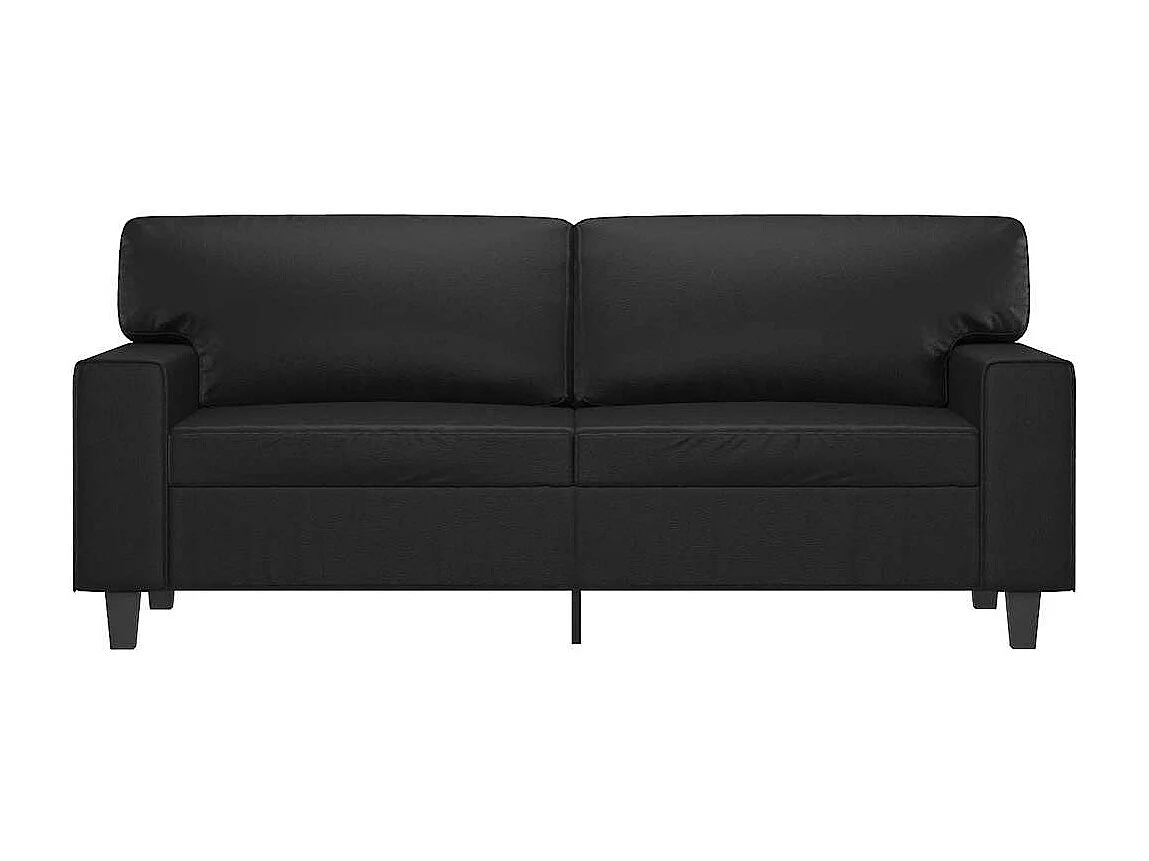 Divano a 2 Posti Nero 140 cm in Similpelle