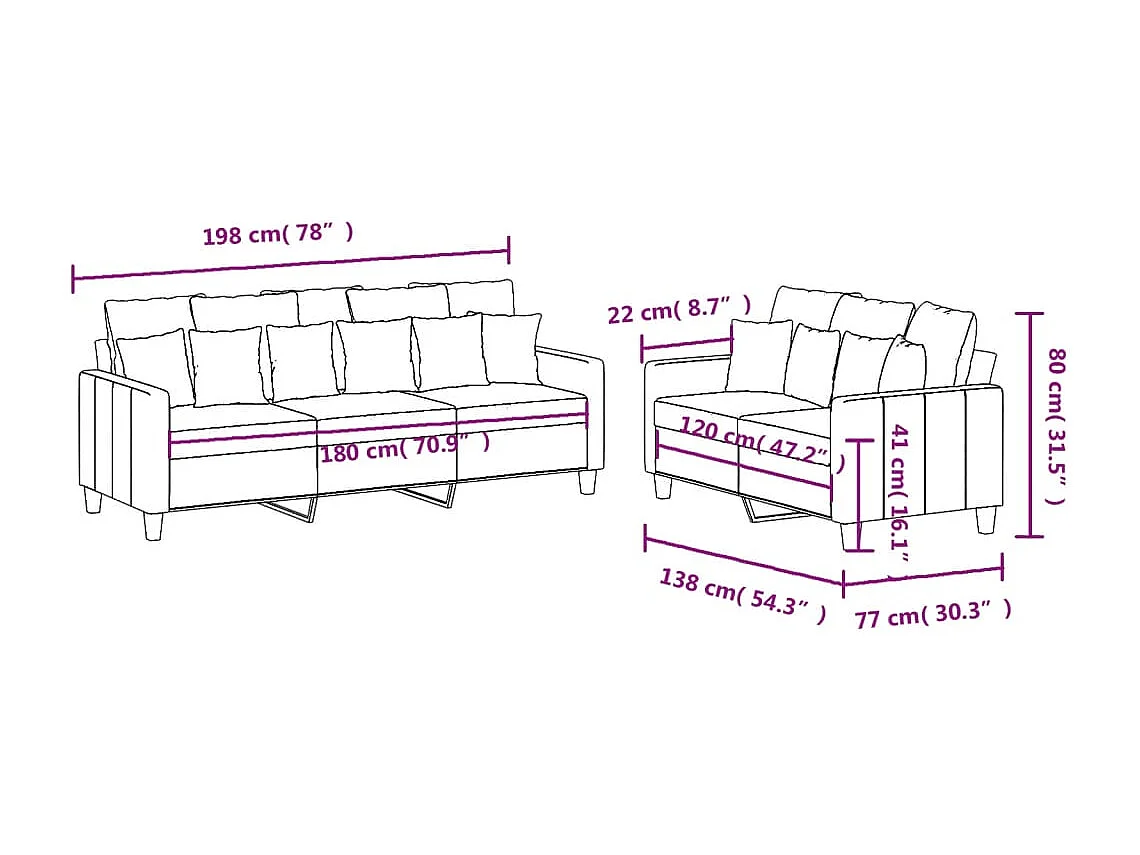 2 pcs conjunto de sofás com almofadões tecido cinzento-escuro