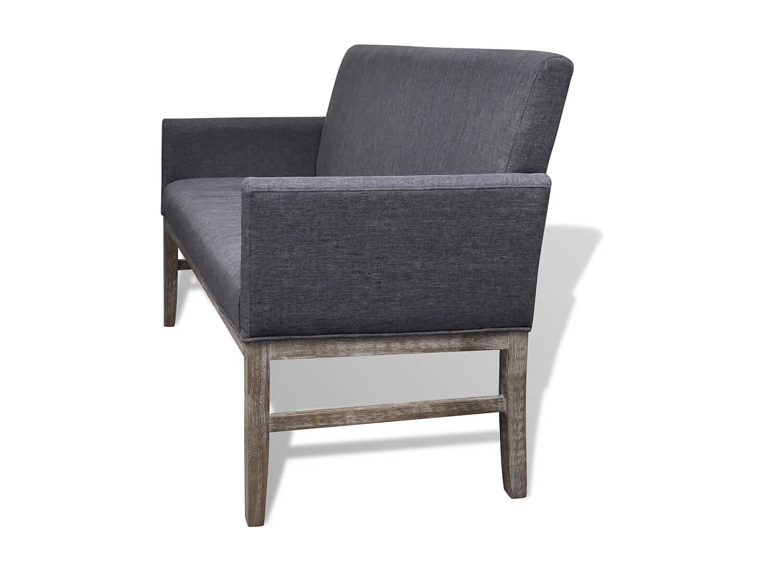 Banc avec coussin rembourré tissu hévéa gris foncé