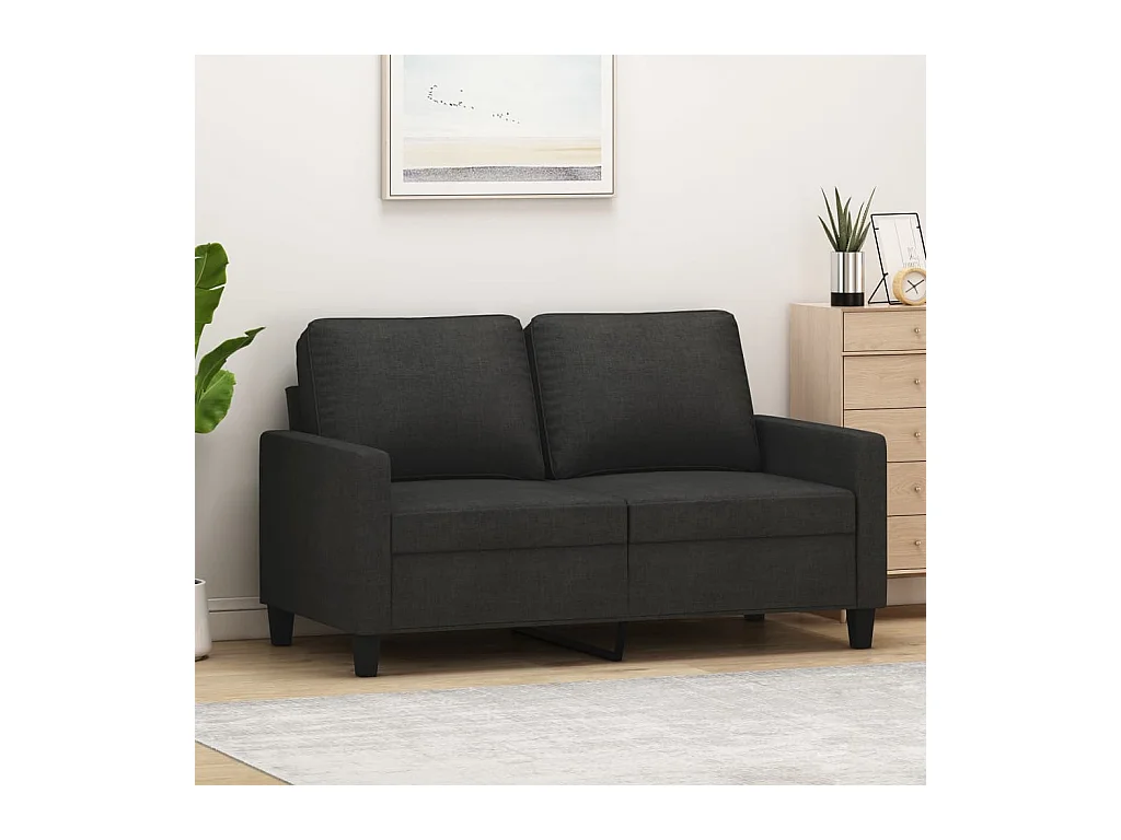 Canapé à 2 places Noir 120 cm Tissu