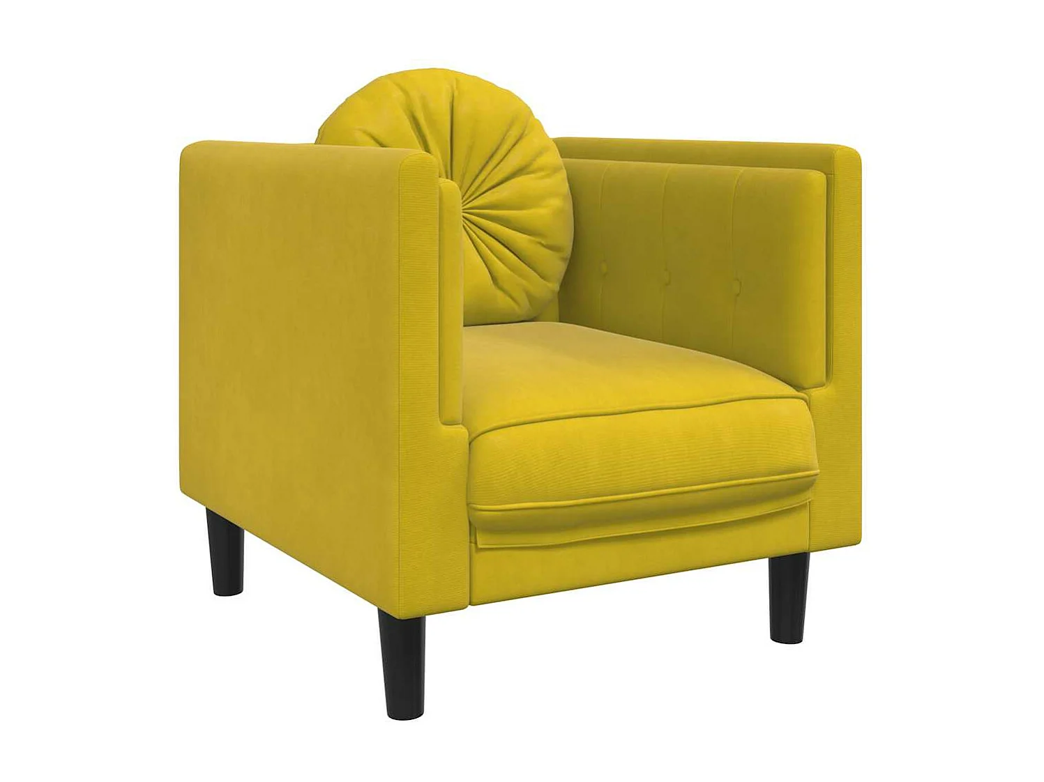 Sillón con cojín terciopelo amarillo