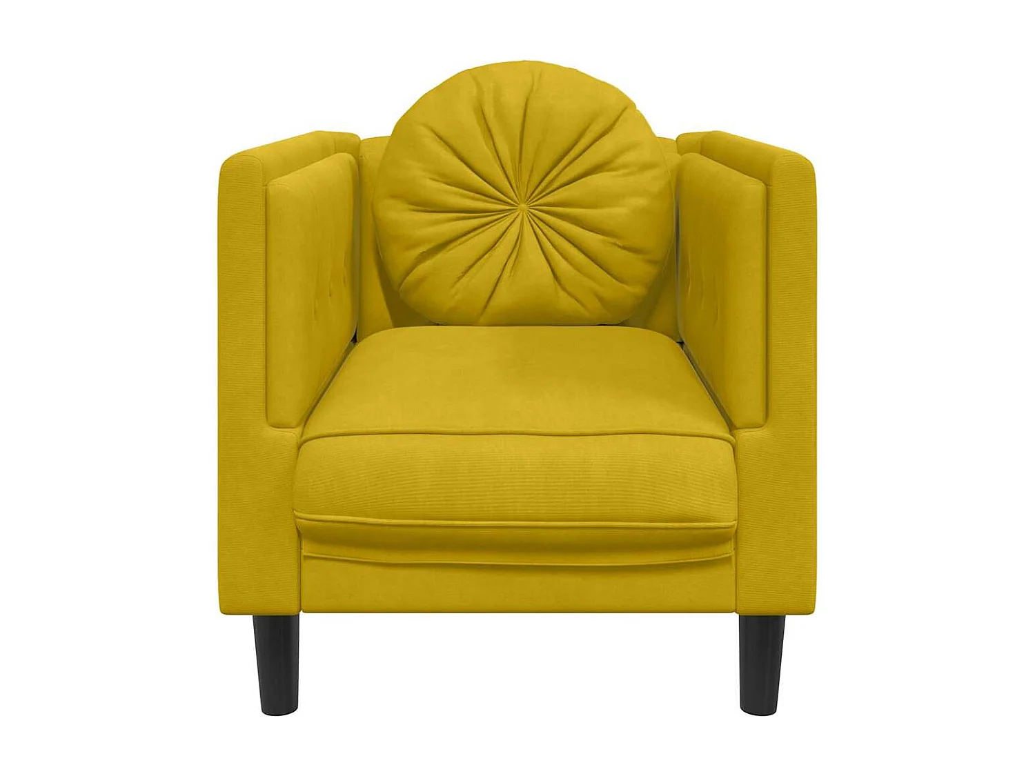 Fauteuil avec coussin jaune velours