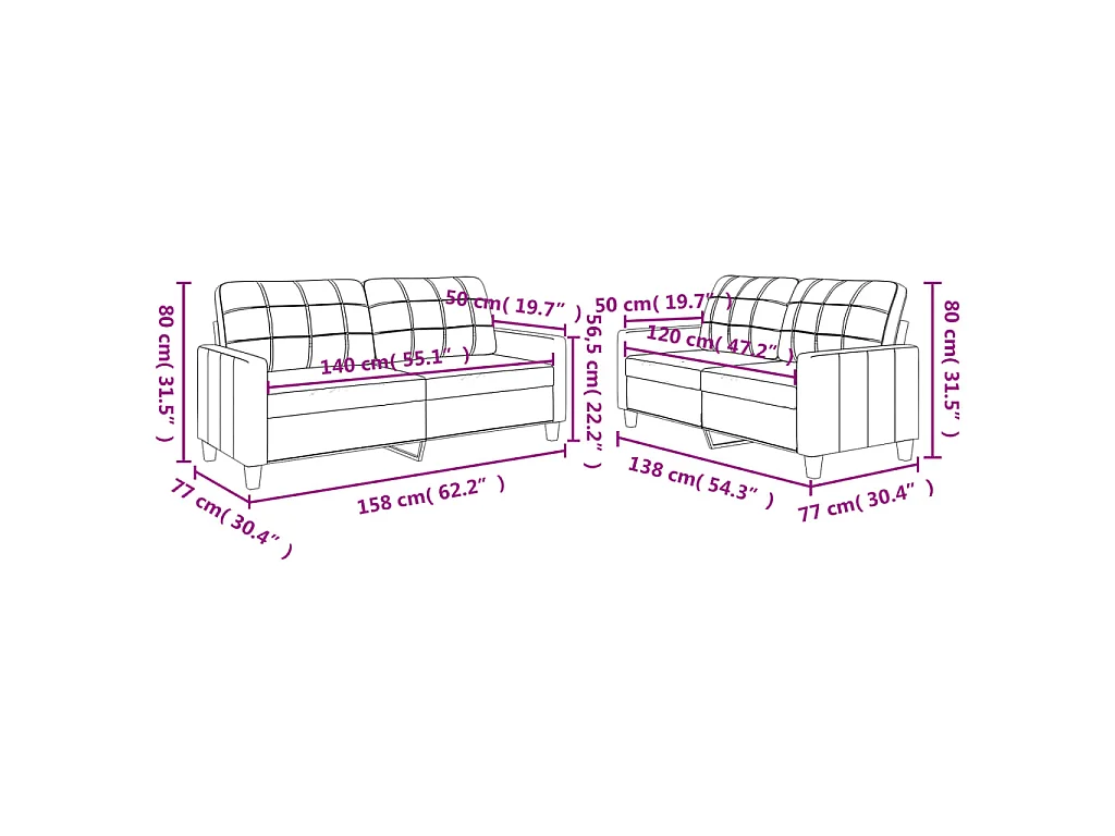 2-delige Loungeset met kussens kunstleer grijs