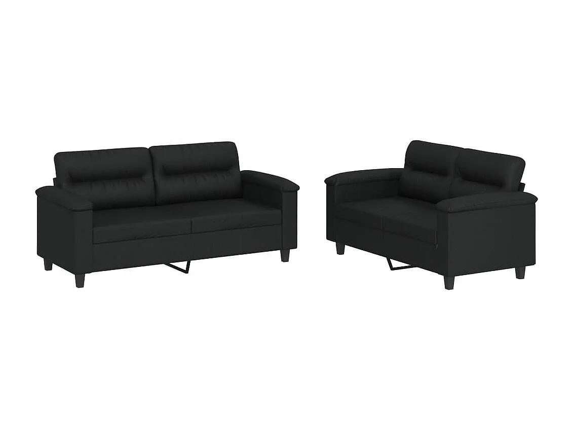 2-delige Loungeset met kussens kunstleer zwart