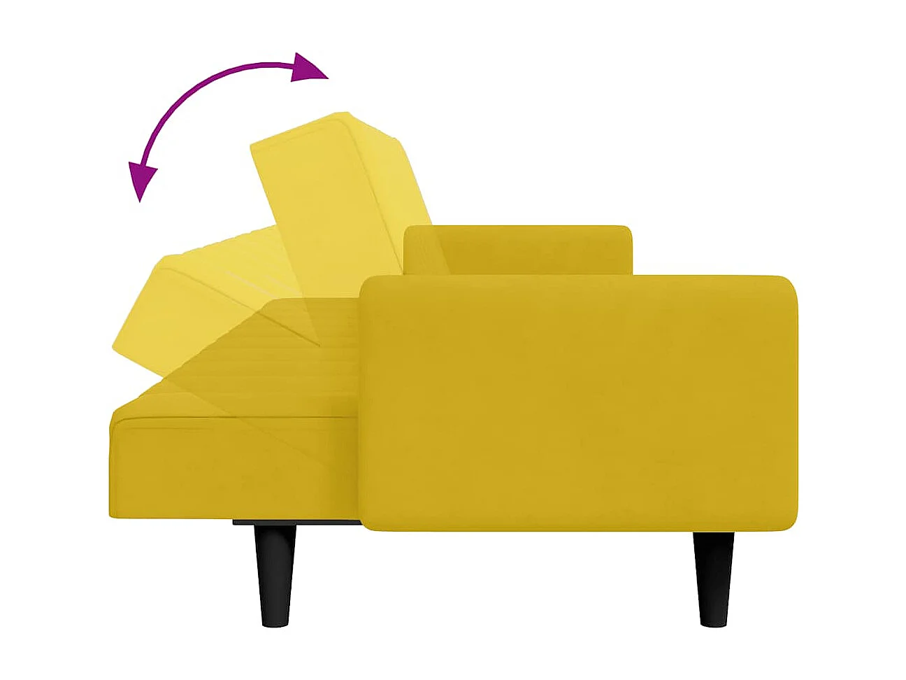 Schlafsofa 2-Sitzer mit Fußhocker Gelb Samt