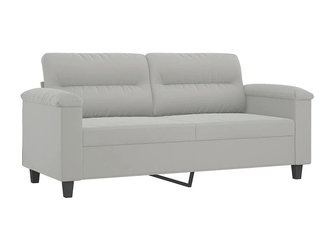 2-Sitzer-Sofa mit Kissen Hellgrau 140 cm Mikrofasergewebe