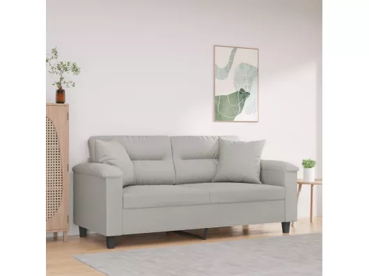 Kauf Unique 2-Sitzer-Sofa mit Kissen Hellgrau 140 cm Mikrofasergewebe